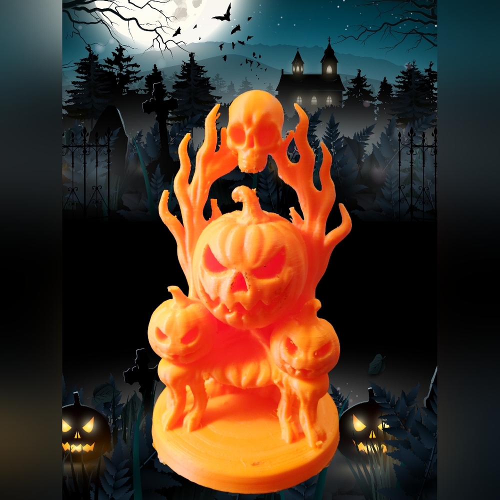 3D Printed Halloween Pumpkin Throne with Skull Decoration